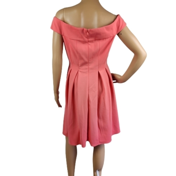 Adrianna Papell Beach Coral Knit Crepe Pleated Mini Dress Size 6 NWT - Picture 2 of 11